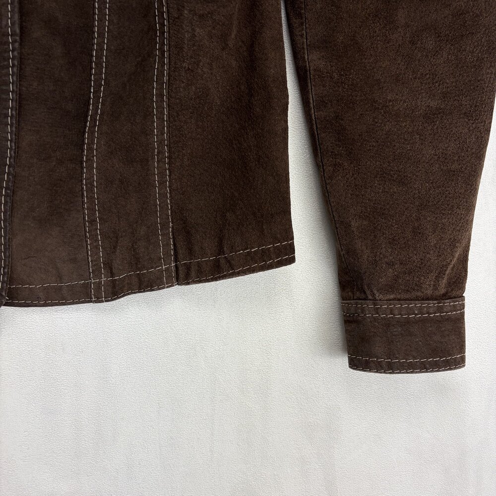 Zebra Leather Women's Brown Suede Snap Jacket Size M - Picture 7 of 10